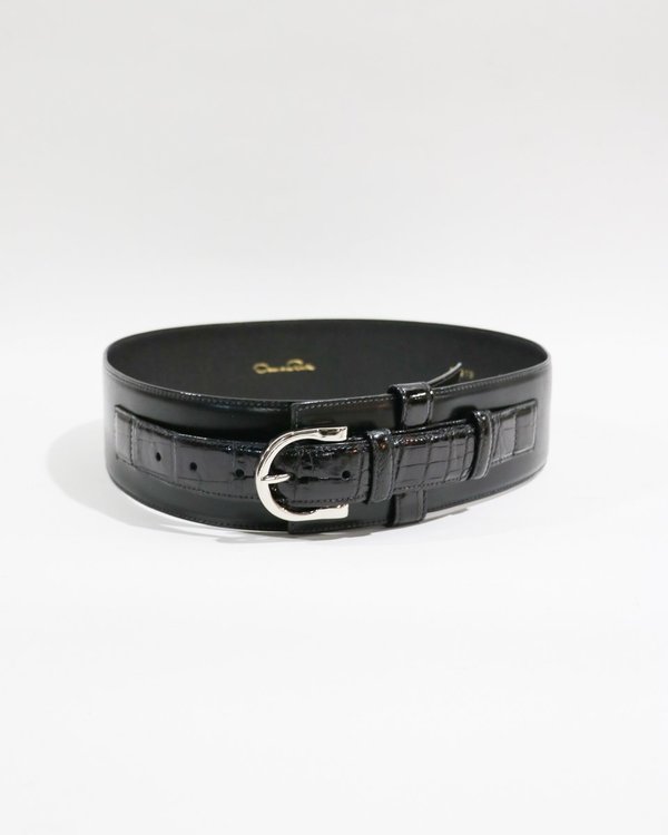 Oscar de la Renta Alligator Trim Waist Belt Oscar de la Renta Alligator Trim Waist Belt