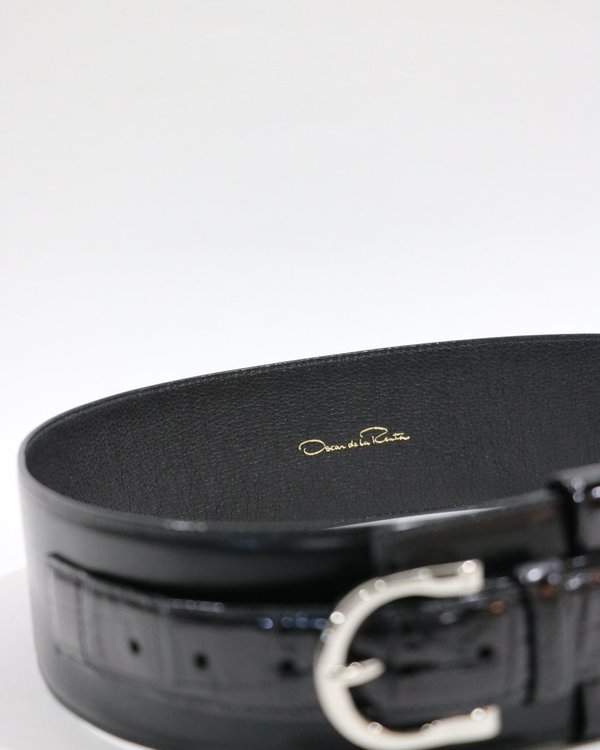 Oscar de la Renta Alligator Trim Waist Belt Oscar de la Renta Alligator Trim Waist Belt