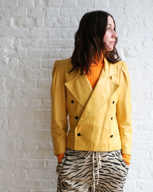 Vintage Leather Jacket - Yellow Vintage Leather Jacket - Yellow