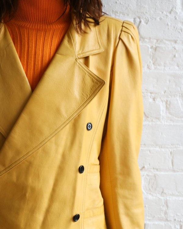 Vintage Leather Jacket - Yellow Vintage Leather Jacket - Yellow