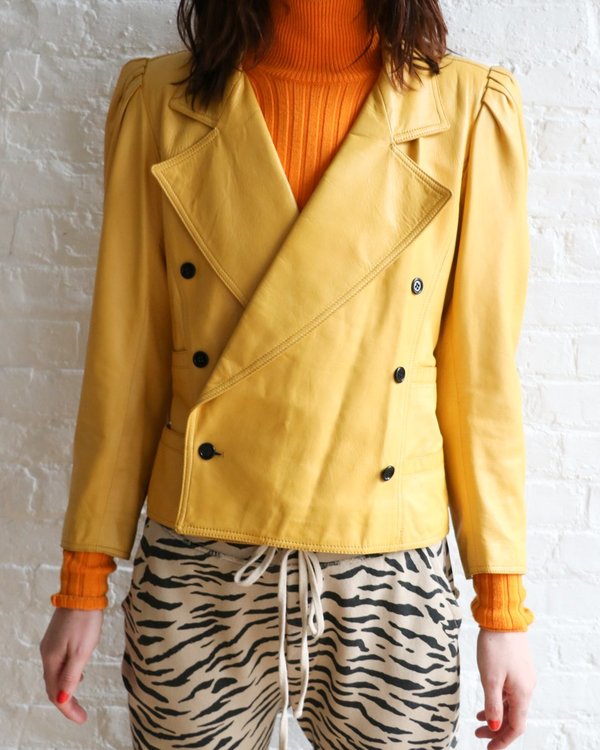Vintage Leather Jacket - Yellow Vintage Leather Jacket - Yellow