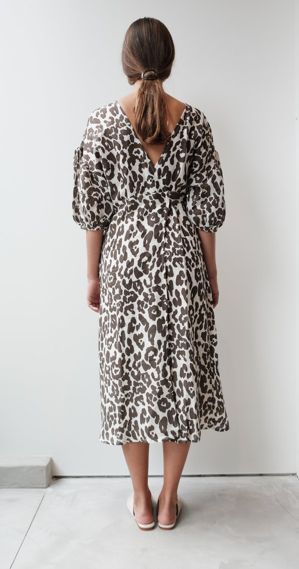 at Dawn. Linen Puff Sleeve Wrap Dress at Dawn. Linen Puff Sleeve Wrap Dress