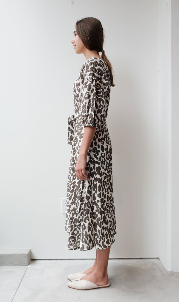 at Dawn. Linen Puff Sleeve Wrap Dress at Dawn. Linen Puff Sleeve Wrap Dress