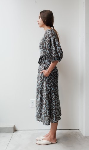 at Dawn. Linen Puff Sleeve Wrap Dress at Dawn. Linen Puff Sleeve Wrap Dress