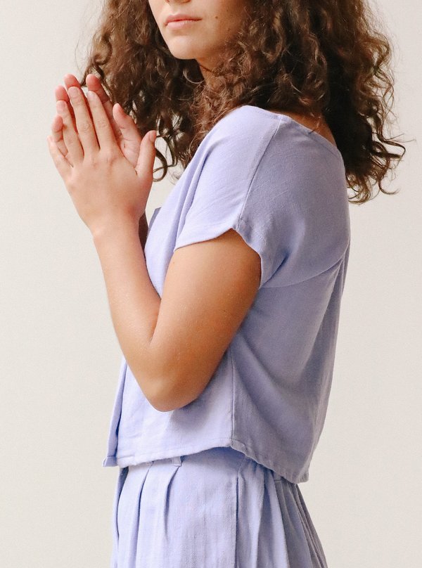 at Dawn. Wide Neck Button Top - Iris at Dawn. Wide Neck Button Top - Iris