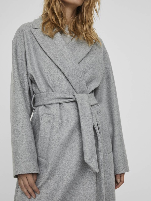 VERO MODA Long Tie Waist Coat - Gray VERO MODA Long Tie Waist Coat - Gray