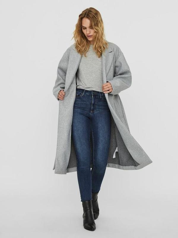VERO MODA Long Tie Waist Coat - Gray VERO MODA Long Tie Waist Coat - Gray