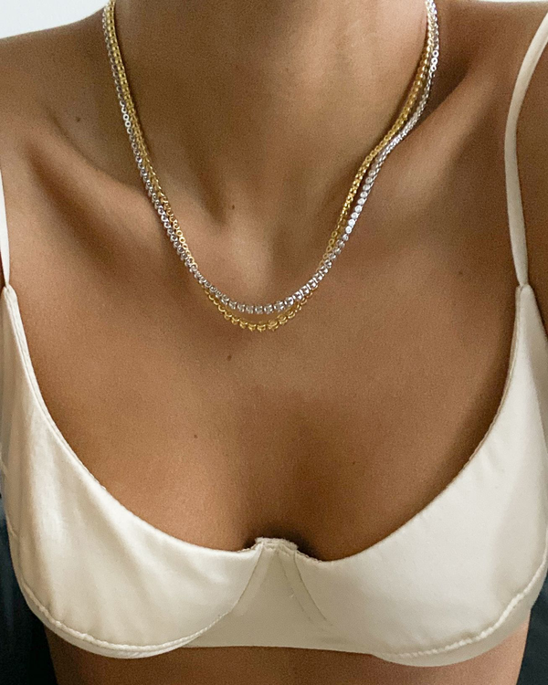 Ballier Bezel Tennis Necklace - Silver Ballier Bezel Tennis Necklace - Silver