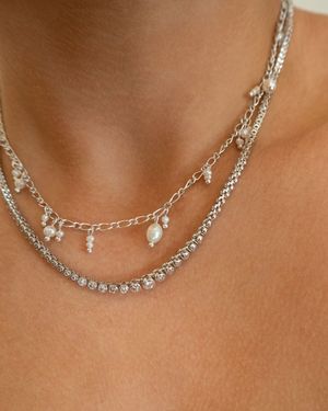 Ballier Bezel Tennis Necklace - Silver Ballier Bezel Tennis Necklace - Silver