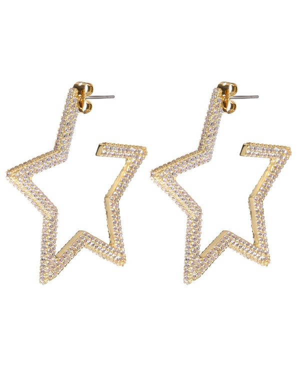 Pave Star Hoops - Gold Pave Star Hoops - Gold