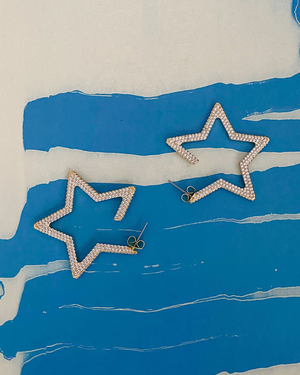 Pave Star Hoops - Gold Pave Star Hoops - Gold