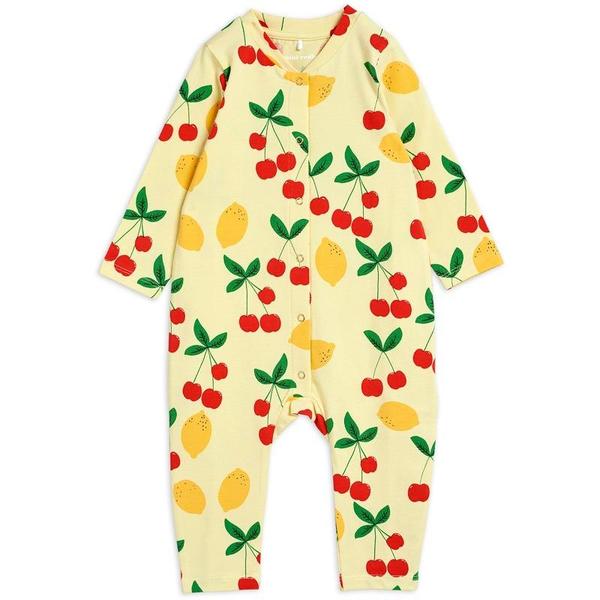 kids mini rodini cherry lemonade allover jumpsuit - yellow kids mini rodini cherry lemonade allover jumpsuit - yellow
