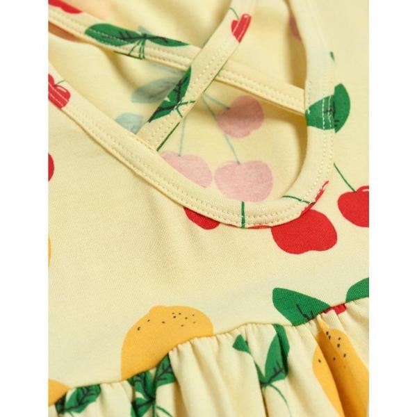Kids mini rodini cherry lemonade allover short sleeve long dress - yellow Kids mini rodini cherry lemonade allover short sleeve long dress - yellow