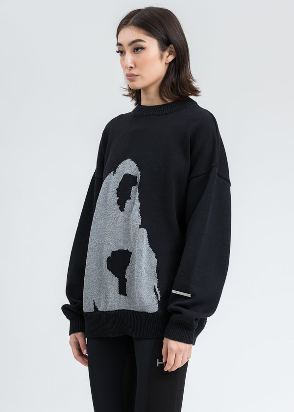 Heliot Emil Oversized Knit Crewneck sweater - Black Heliot Emil Oversized Knit Crewneck sweater - Black