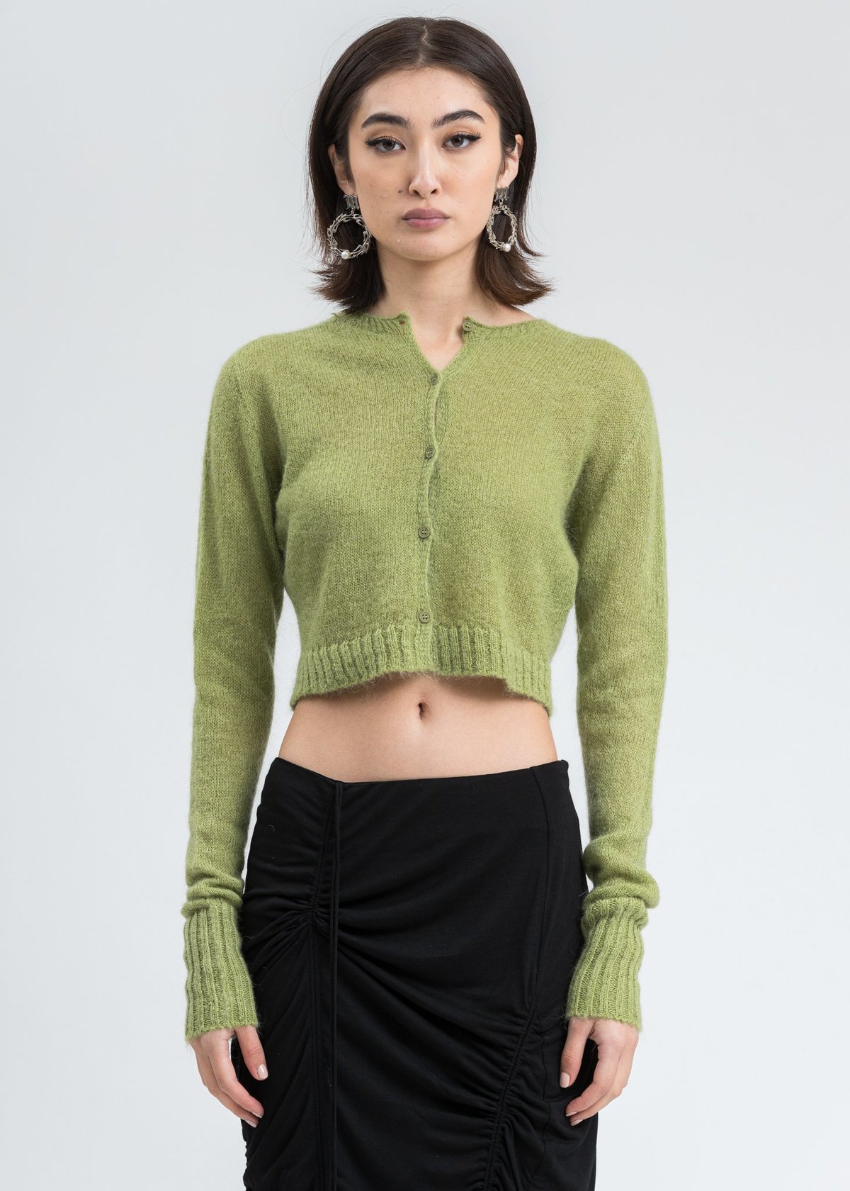 Danielle Guizio　mohaih ribbed ccrdigan Moss-Mohair-Ribbed-Cardigan-