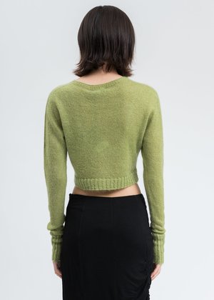 Danielle Guizio Mohair Ribbed Cardigan - Moss | Garmentory