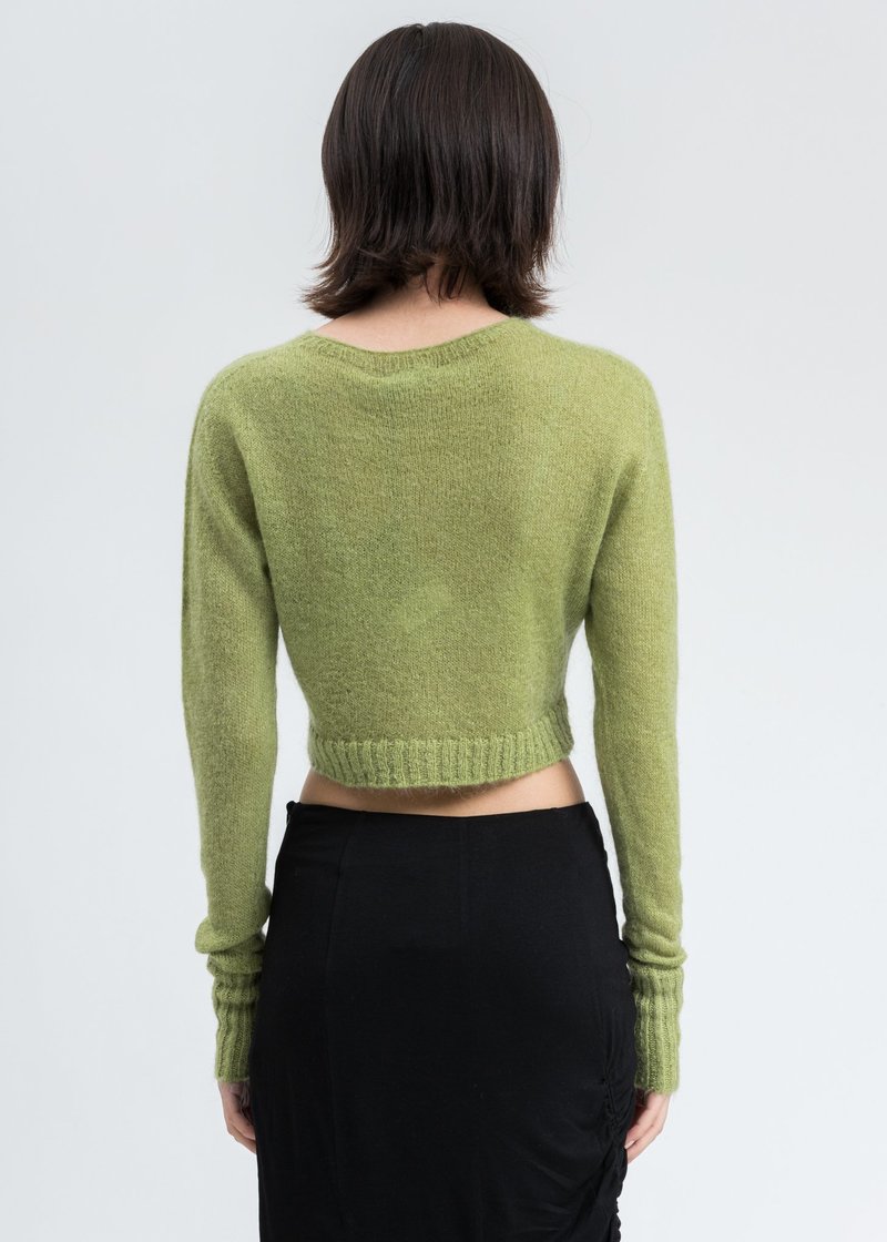 Danielle Guizio Mohair Ribbed Cardigan - Moss | Garmentory