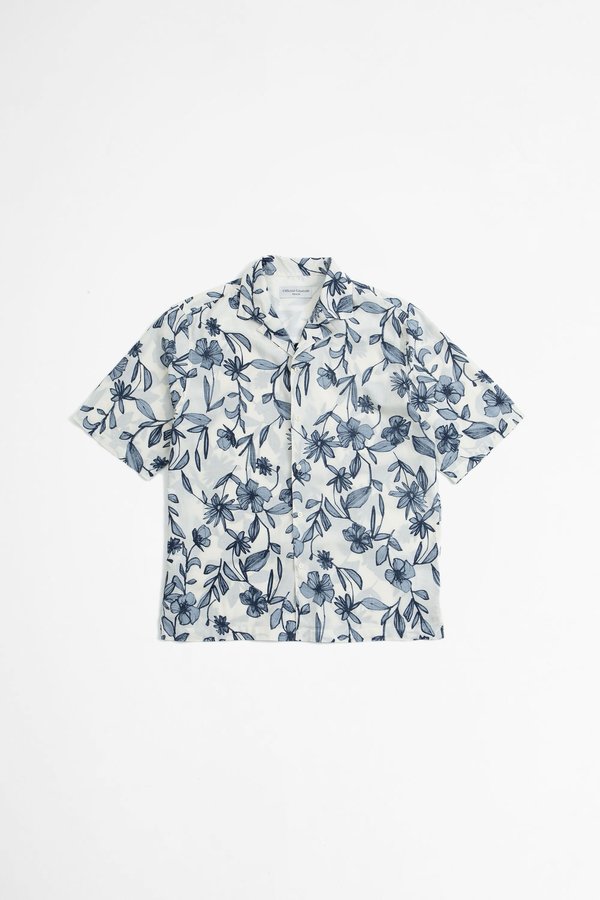 Officine Generale Eren Shirt - Flower Print Ecru/Blue Officine Generale Eren Shirt - Flower Print Ecru/Blue