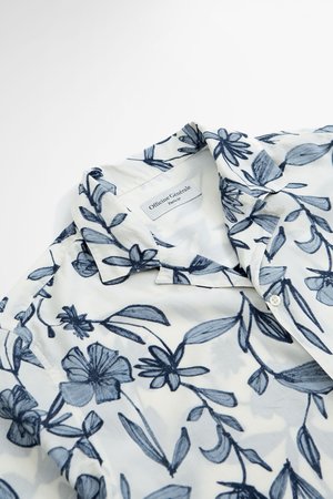 Officine Generale Eren Shirt - Flower Print Ecru/Blue Officine Generale Eren Shirt - Flower Print Ecru/Blue