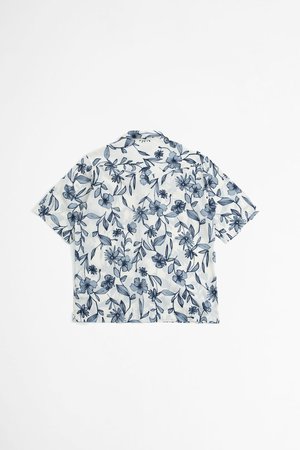 Officine Generale Eren Shirt - Flower Print Ecru/Blue Officine Generale Eren Shirt - Flower Print Ecru/Blue