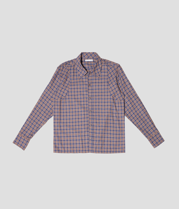 Unisex Carter Young Spread Collar Button Up - Indigo/Umber Unisex Carter Young Spread Collar Button Up - Indigo/Umber