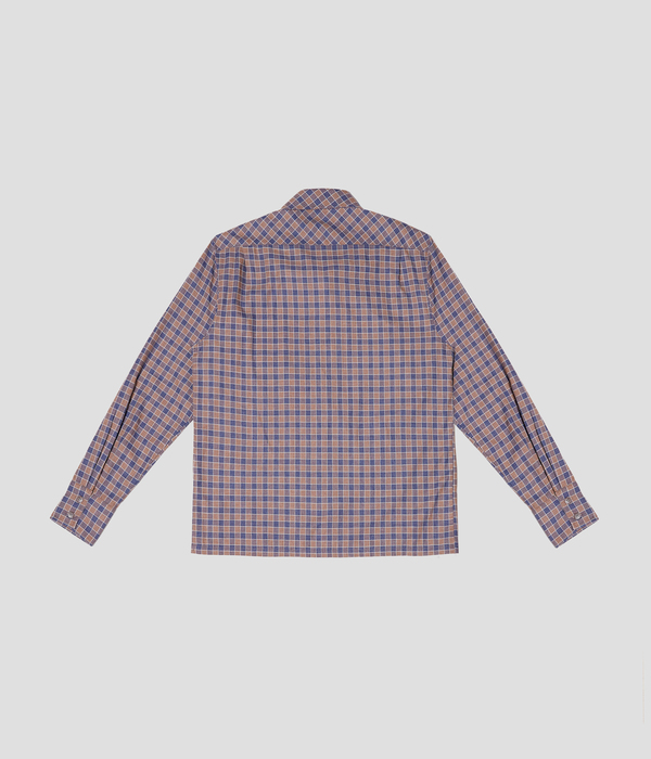 Unisex Carter Young Spread Collar Button Up - Indigo/Umber Unisex Carter Young Spread Collar Button Up - Indigo/Umber