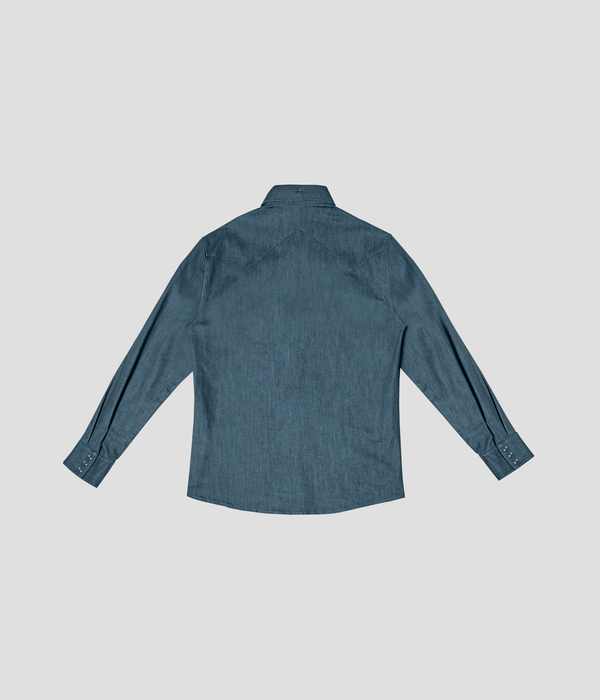 Unisex Carter Young Western Denim Shirt - Jade Blue Unisex Carter Young Western Denim Shirt - Jade Blue