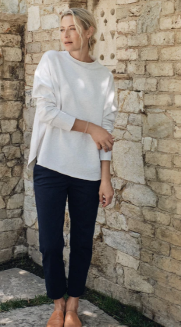 Frank Eileen Long Sleeve Funnel Neck Capelet Sweater Heather White Melange Garmentory