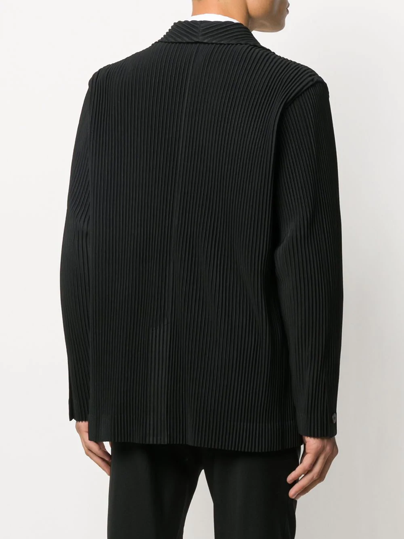 RISLEY Back pleats blouson シアー ブラック 近年 Homme Plissé Issey Miyake single-breasted Pleated Blazer