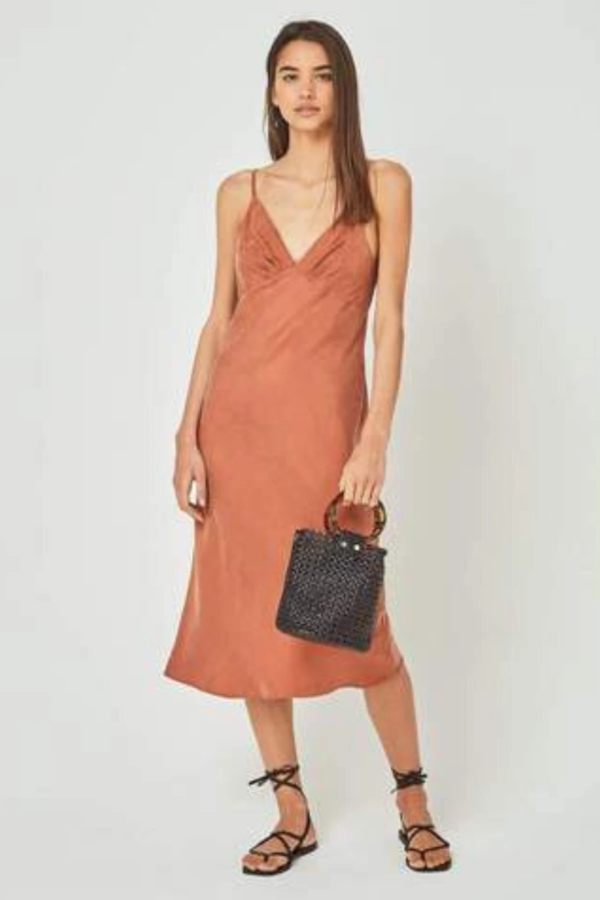 knee length dresses for ladies Rosalind Midi Dress in Rust