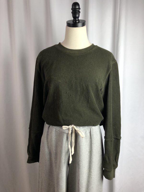 [Pre-loved} Raquel Allegra Washed Crewneck - Olive [Pre-loved} Raquel Allegra Washed Crewneck - Olive