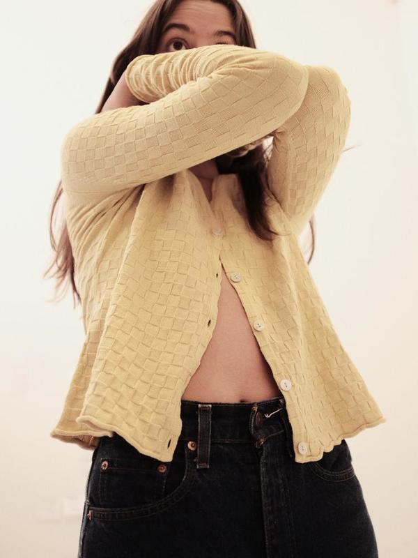 Ajaie Alaie L/S Agape Saquito Cardigan - Checkered Q'olle Ajaie Alaie L/S Agape Saquito Cardigan - Checkered Q'olle