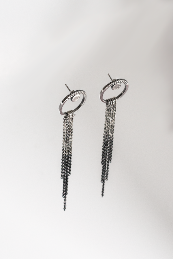 Black Daisies Cleopatra's Girlfriend Stud Loop Earrings - sterling silver Black Daisies Cleopatra's Girlfriend Stud Loop Earrings - sterling silver