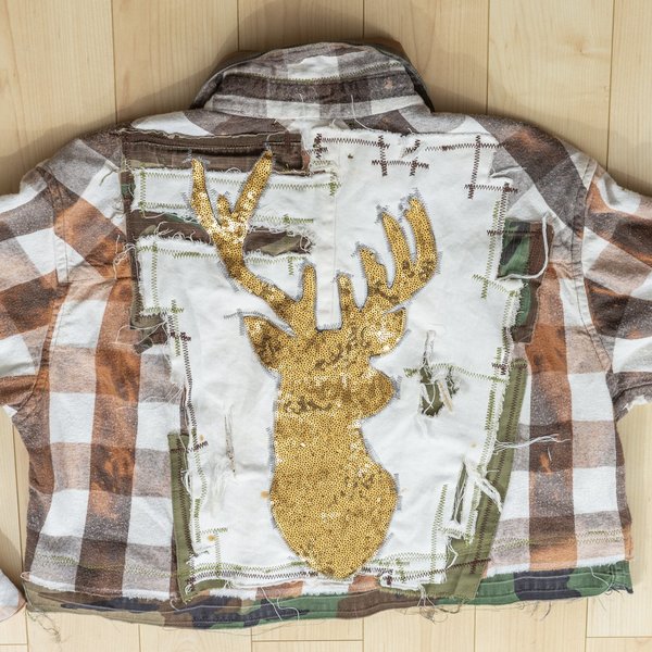 Crop Flannel Jacket with Deer Crop Flannel Jacket with Deer
