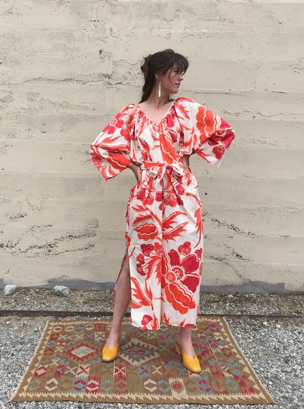 mara hoffman silk dress Mara Hoffman Lolita Front-Tie Floral Midi Dress