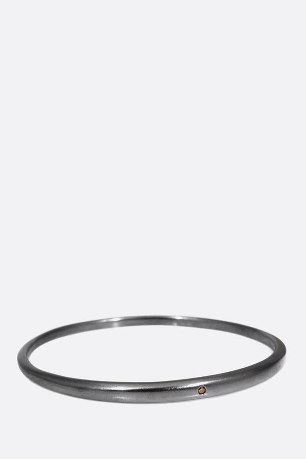Oxidized Silver Tapered Bangle with Autumn Diamond Oxidized Silver Tapered Bangle with Autumn Diamond