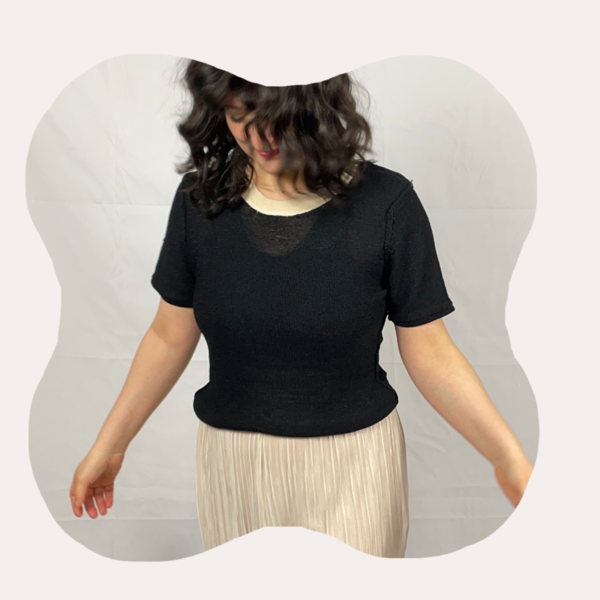 Vintage Colorblock Black Sweater - Black/Cream Vintage Colorblock Black Sweater - Black/Cream