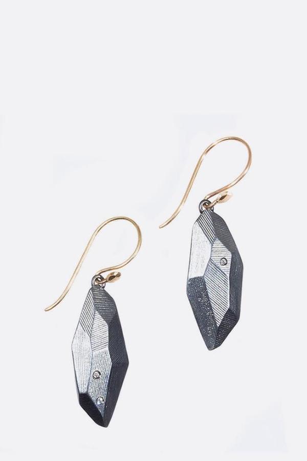 Flat Faceted Oxidized Silver Earrings Flat Faceted Oxidized Silver Earrings