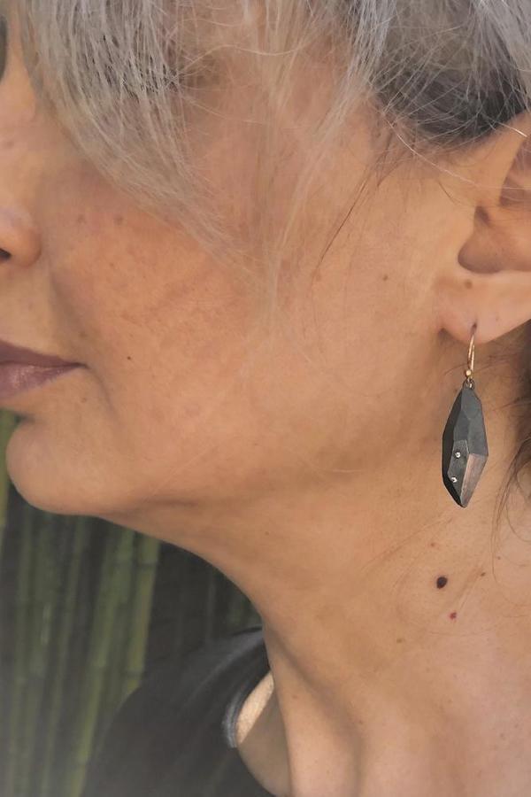 Flat Faceted Oxidized Silver Earrings Flat Faceted Oxidized Silver Earrings