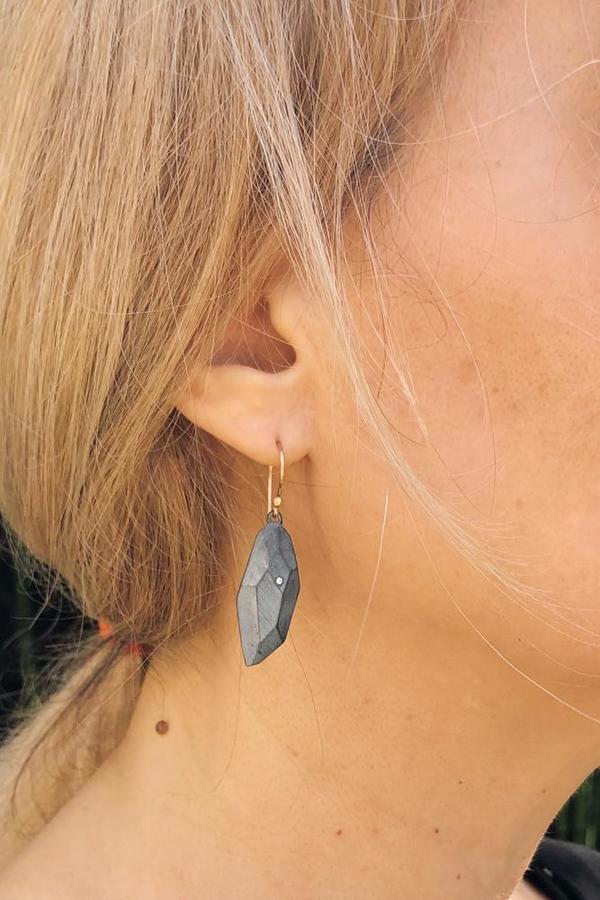Flat Faceted Oxidized Silver Earrings Flat Faceted Oxidized Silver Earrings