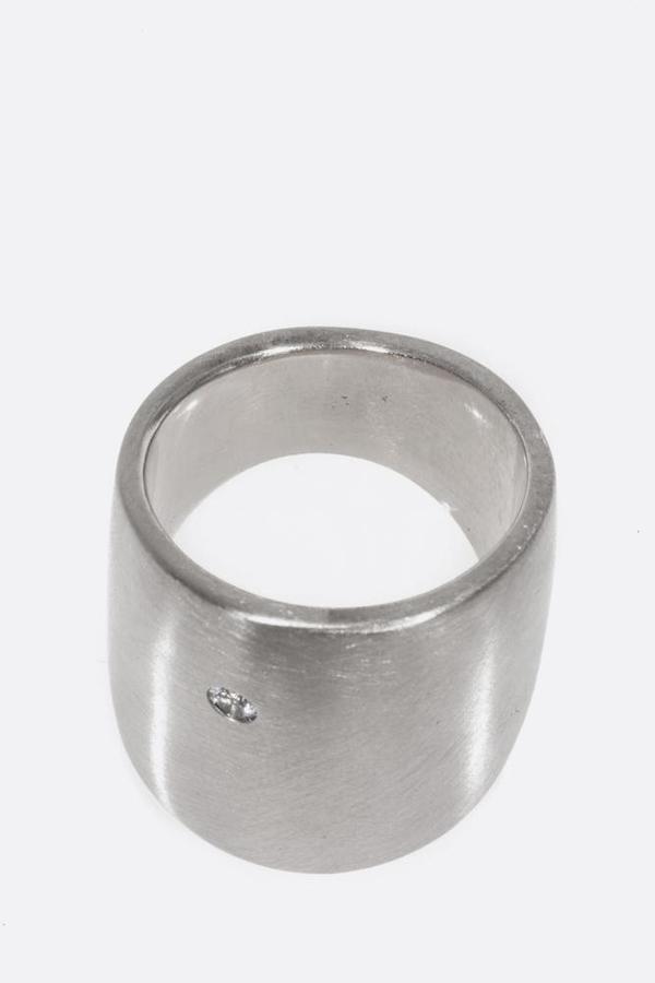 April Higashi Cuba Flat ring with white sapphire - Sterling Silver April Higashi Cuba Flat ring with white sapphire - Sterling Silver