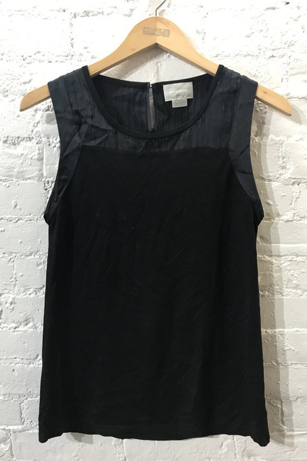 M.PATMOS Knit/ Silk Detail Shell Top - Black/Navy M.PATMOS Knit/ Silk Detail Shell Top - Black/Navy