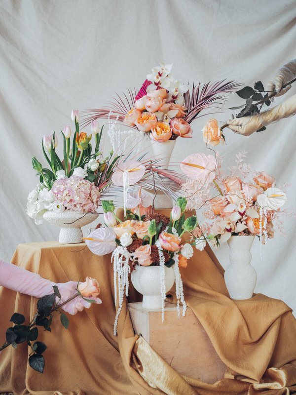 pearl and palm. the lully vessel + little shop of florals arrangement. pearl and palm. the lully vessel + little shop of florals arrangement.