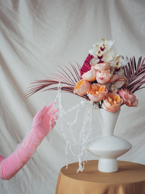 pearl and palm. the stevie vessel + little shop of florals arrangement. pearl and palm. the stevie vessel + little shop of florals arrangement.