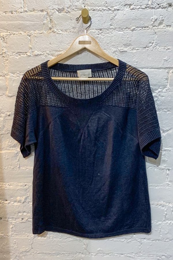 Linen Cotton Top - Navy - Small Linen Cotton Top - Navy - Small