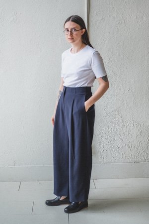 Studio Nicholson DORDONI PANT - NAVY | Garmentory