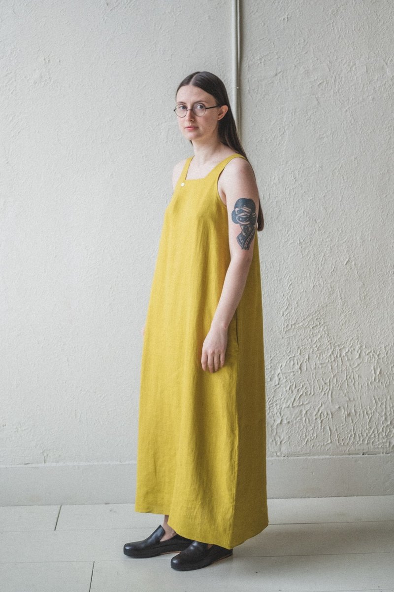 CAWLEY STUDIO JUNE DRESS - CHARTREUSE LINEN | Garmentory