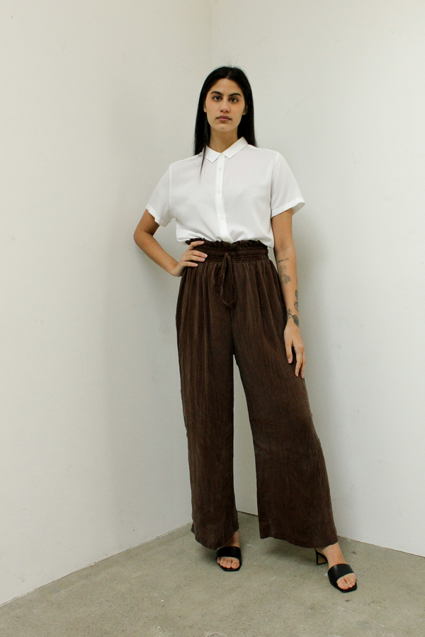 ATHENA NEWTON Cupro silk wide leg pants - chocolate ATHENA NEWTON Cupro silk wide leg pants - chocolate