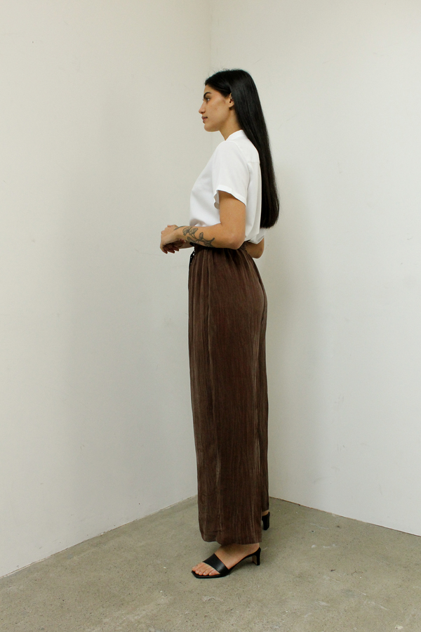 ATHENA NEWTON Cupro silk wide leg pants - chocolate ATHENA NEWTON Cupro silk wide leg pants - chocolate