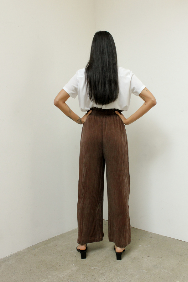 ATHENA NEWTON Cupro silk wide leg pants - chocolate ATHENA NEWTON Cupro silk wide leg pants - chocolate